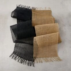 Open Weave Black Table Runner 14"x90" -Home Series Shop OpenWeaveRnnrBlkNNatGrpFHS21