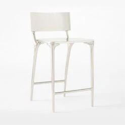 Oro Polished Silver Counter Stool Set Of 2 -Home Series Shop OroPlshdSlvrCounterStool3QSSS22