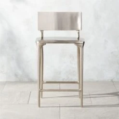 Oro Counter Stool Cover -Home Series Shop OroPlshdSlvrCounterStoolSHS22