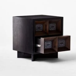 Paseo 2-Drawer Carved Black Oak Wood Nightstand -Home Series Shop PaseoNightstand3QAVSSF21
