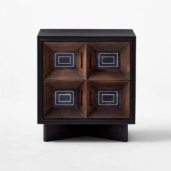 Paseo 2-Drawer Carved Black Oak Wood Nightstand -Home Series Shop PaseoNightstandSOSSF21