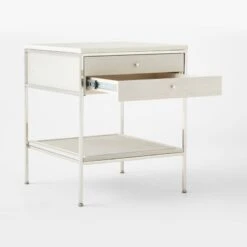 Connoisseur 2-Drawer White Oak Wood Nightstand With Marble Top Model 8714 -Home Series Shop PaulMccobb8714WWCnNtstd3QAVSSS22