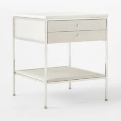 Connoisseur 2-Drawer White Oak Wood Nightstand With Marble Top Model 8714 -Home Series Shop PaulMccobb8714WWCnNtstd3QSSS22