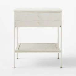 Connoisseur 2-Drawer White Oak Wood Nightstand With Marble Top Model 8714 -Home Series Shop PaulMccobb8714WWCnNtstdSOSSS22