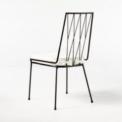 Pavilion Black Armless Outdoor Dining Chair With Ivory Sunbrella ® Cushion Model 6150 -Home Series Shop Pavilion6350IvArmlssDnCh3QBSSS21