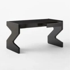 Perno 2-Drawer High-Gloss Black Oak Wood Desk -Home Series Shop PernoDesk3QAVSSS23