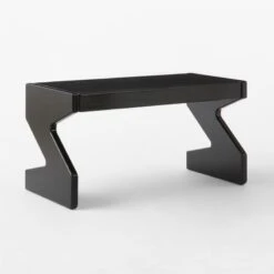 Perno 2-Drawer High-Gloss Black Oak Wood Desk -Home Series Shop PernoDesk3QBSSS23