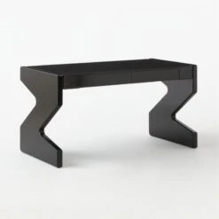 Perno 2-Drawer High-Gloss Black Oak Wood Desk -Home Series Shop PernoDesk3QSSS23