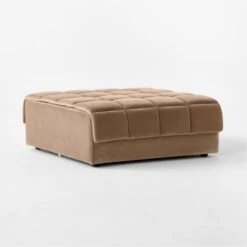 Pezzo Toffee Brown Velvet Ottoman -Home Series Shop PezzoBgVlvtOttoman3QSSS23