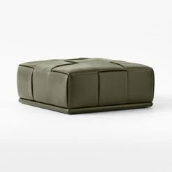 Pointe Green Leather Ottoman -Home Series Shop PointeGreenVelvetOttoman3QSSS23
