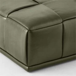 Pointe Green Leather Ottoman -Home Series Shop PointeGreenVelvetOttomanAVSSS23