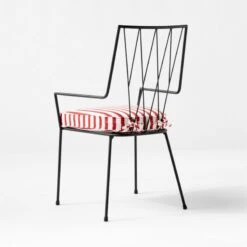 Pavilion Black Outdoor Dining Armchair With Striped Sunbrella ® Cushion Model 6160 Set Of 4 12 Pavilion Black Outdoor Dining Armchair With Striped Sunbrella ® Cushion Model 6160 Set Of 4 -Home Series Shop PvlnBkDnChrWSTdChM61603QBSSS22