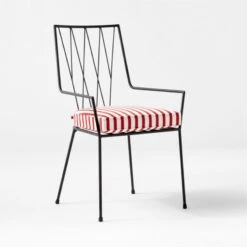 Pavilion Black Outdoor Dining Armchair With Striped Sunbrella ® Cushion Model 6160 Set Of 4 10 Pavilion Black Outdoor Dining Armchair With Striped Sunbrella ® Cushion Model 6160 Set Of 4 -Home Series Shop PvlnBkDnChrWSTdChM61603QSSS22