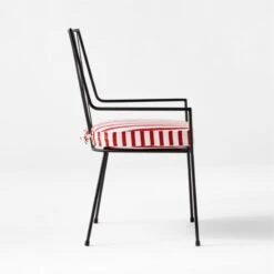 Pavilion Black Outdoor Dining Armchair With Striped Sunbrella ® Cushion Model 6160 Set Of 4 11 Pavilion Black Outdoor Dining Armchair With Striped Sunbrella ® Cushion Model 6160 Set Of 4 -Home Series Shop PvlnBkDnChrWSTdChM6160SDSSS22