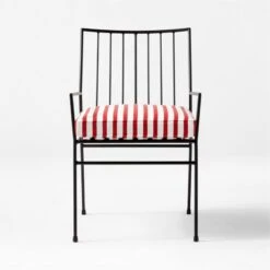 Pavilion Black Outdoor Dining Armchair With Striped Sunbrella ® Cushion Model 6470 Set Of 2 -Home Series Shop PvlnBkDnChrWStdChM6470SOSSS22