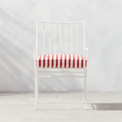 Pavilion Ivory Outdoor Dining Armchair With Striped Sunbrella ® Cushion Model 6470 Set Of 4