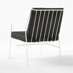 Pavilion Ivory Metal Outdoor Lounge Chair With Grey Cushion Model 6471 -Home Series Shop PvlnIvLngChrWGyChM64713QBSSS22