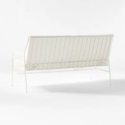 Pavilion Ivory Metal Outdoor Sofa With Ivory Cushions Model 6490 -Home Series Shop PvlnIvSofaWIvyChM64903QBSSS22