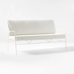 Pavilion Ivory Metal Outdoor Sofa With Ivory Cushions Model 6490 -Home Series Shop PvlnIvSofaWIvyChM64903QSSS22