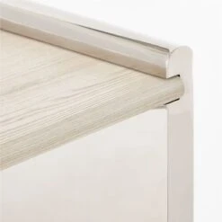 Raggio Stainless Steel Desk With White Wood Top -Home Series Shop RaggioPolishedSSDeskAVSSF22