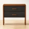 Ralston 2-Drawer Black Leather And Walnut Wood Nightstand -Home Series Shop RalstonWltNLthNghtstndSHS23