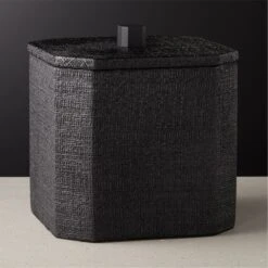 Rene Lacquered Linen Matte Black Ice Bucket