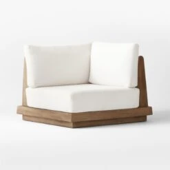 Riposo Teak Wood Outdoor Corner Chair With Boucle Sunbrella ® Cushions -Home Series Shop RiposoTeakCornerChair3QSSS22