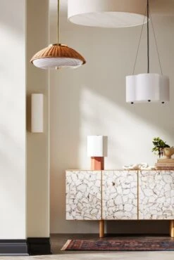 Moro Polished Brass And Rattan Pendant Light -Home Series Shop RossCassidyIDLghtngMarqueePCS23