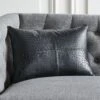 Rue Black Leather Throw Pillow With Down-Alternative Insert 18"x12"