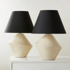 Sabia Ivory Ceramic Table Lamp With Black Shade -Home Series Shop SabiaIvoryShrtTableLampAV3SHS23