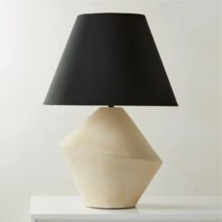 Sabia Ivory Ceramic Table Lamp With Black Shade