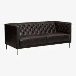 Savile Leather Tufted Apartment Sofa 11 Savile Leather Tufted Apartment Sofa -Home Series Shop SavileAptSofaLthrBlk3QF17
