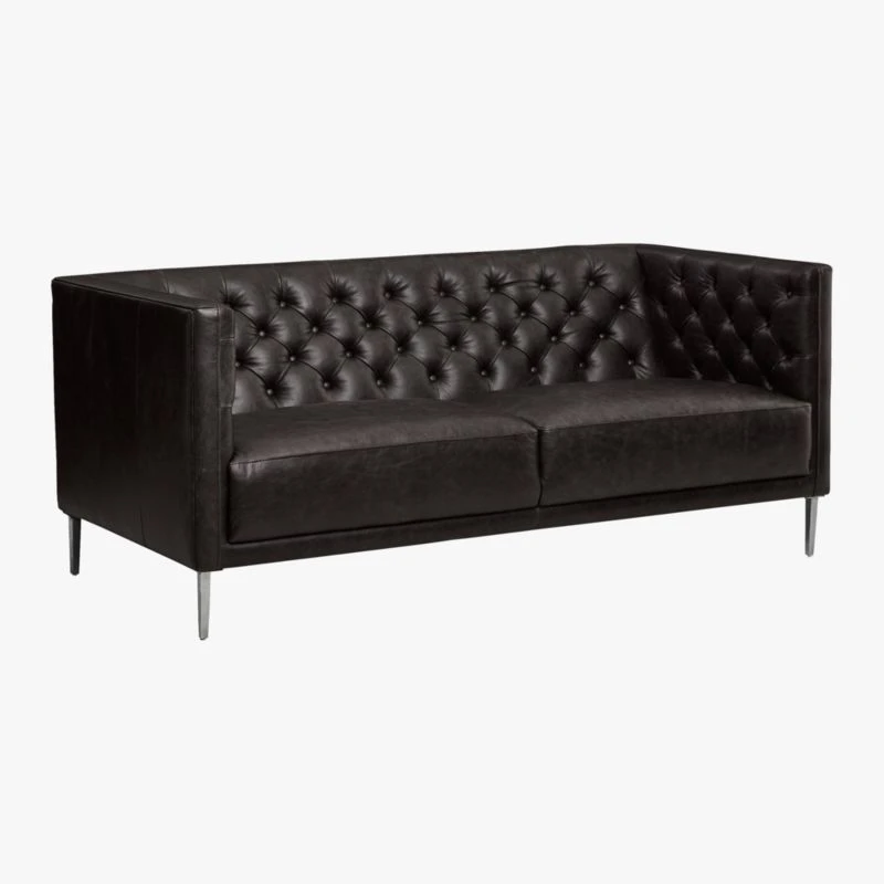 Savile Leather Tufted Apartment Sofa 6 Savile Leather Tufted Apartment Sofa - Image 4