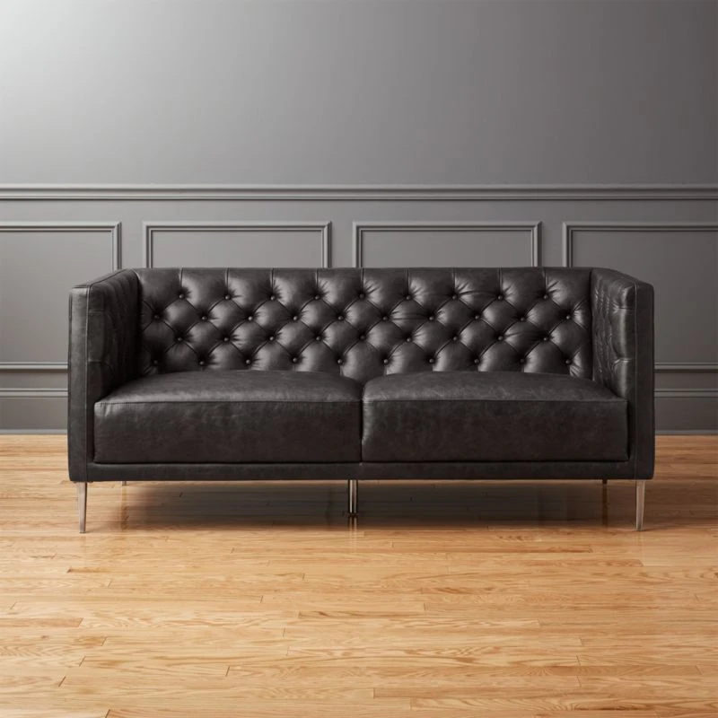 Savile Leather Tufted Apartment Sofa 3 Savile Leather Tufted Apartment Sofa