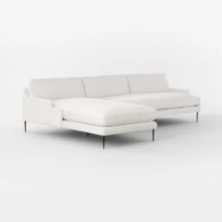 Scalino 2-Piece L-Shaped White Performance Velvet Sectional Sofa With Left Arm Chaise -Home Series Shop ScalinoWt2PcLAChsRALvst3QSSS22