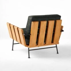 Seahaven Teak Outdoor Lounge Chair With Coal Perennials® Cushions -Home Series Shop SeahavenCoalLoungeChair3QBSSS22