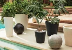 Shore Black Stone Indoor/Outdoor Planter Medium -Home Series Shop ShorePolyterrazzoPlantersM19