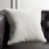 Shorn White Sheepskin Fur Throw Pillow With Down-Alternative Insert 18" -Home Series Shop ShornShpsknWhtPlwCvr18X18SHF19