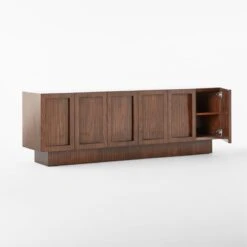 Shutter High-Gloss Walnut Wood Media Console -Home Series Shop ShutterMediaCredenza3QAVSSS23