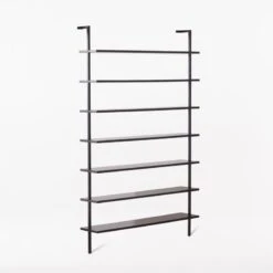 Stairway Wide Black Metal Wall Mount Bookshelf 96'' -Home Series Shop Stairway96inWdShelvesBlk3QSSF21