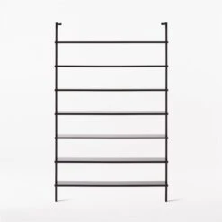 Stairway Wide Black Metal Wall Mount Bookshelf 96'' -Home Series Shop Stairway96inWdShelvesBlkSOSSF21