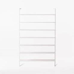 Stairway Wide White Metal Wall Mount Bookshelf 96'' -Home Series Shop Stairway96inWdShelvesWhtSOSSF21