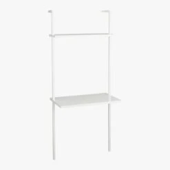 Stairway White Wall Mount Desk With Shelf 72.5'' -Home Series Shop StairwayDeskWhiteShrt3QF15