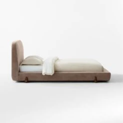 Stivale Light Brown Velvet Queen Bed -Home Series Shop StivaleMushroomQBedSDSSS23