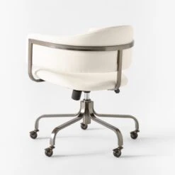 Stretta Ivory Velvet Office Chair -Home Series Shop StrettaIvoryMtlOffcChair3QBSSS22