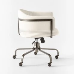 Stretta Ivory Velvet Office Chair -Home Series Shop StrettaIvoryMtlOffcChairSDSSS22