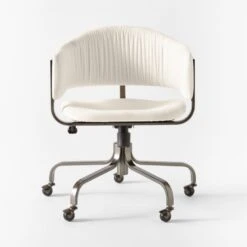 Stretta Ivory Velvet Office Chair -Home Series Shop StrettaIvoryMtlOffcChairSOSSS22