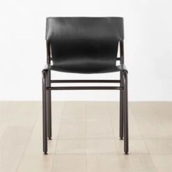 Surf Sling Black Leather Dining Chair Set Of 4