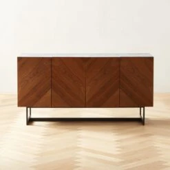 Suspend Marble And Brown Walnut Wood Media Console