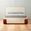 Tailor Ivory Linen And Leather Queen Bed -Home Series Shop TailorUphlstrdSttchQBedSHF21